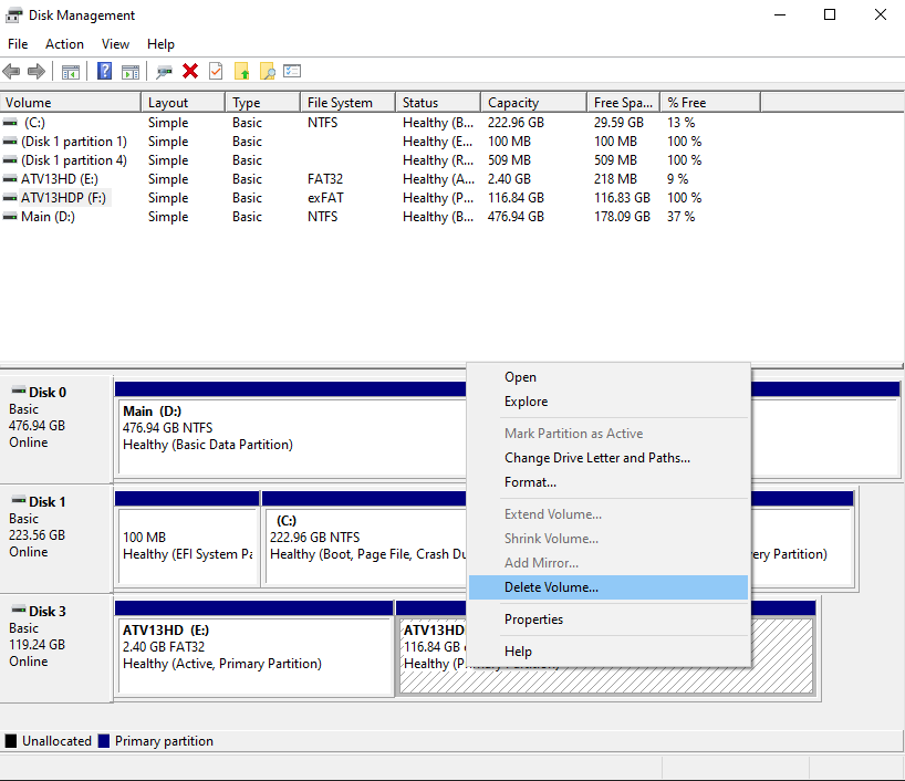 Disk Management Window 2